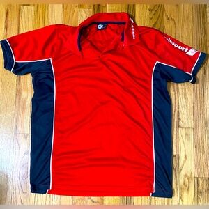 Swissport Uniforms T Shirt Mens Size Large Red Navy White Short Sleeve Crew